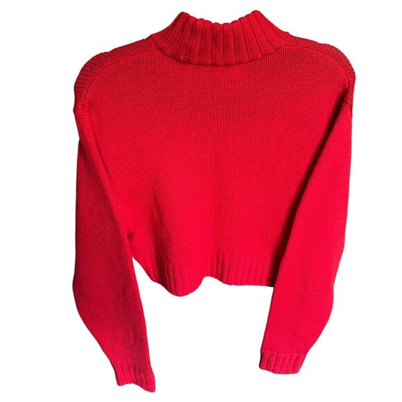 Aritzia Wilfred Free Harper Sweater Merino Wool Turtleneck Bright Red Size Small - Picture 8 of 13